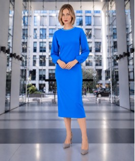 Rochie dreaptă royal din lână